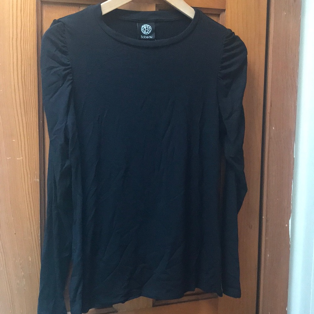 Black long-sleeve viscose-spandex blouse - Babeau